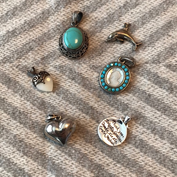 Jewelry - Silver Necklace Pendants Silver 925 Dolphin Turquoise Heart Thank You